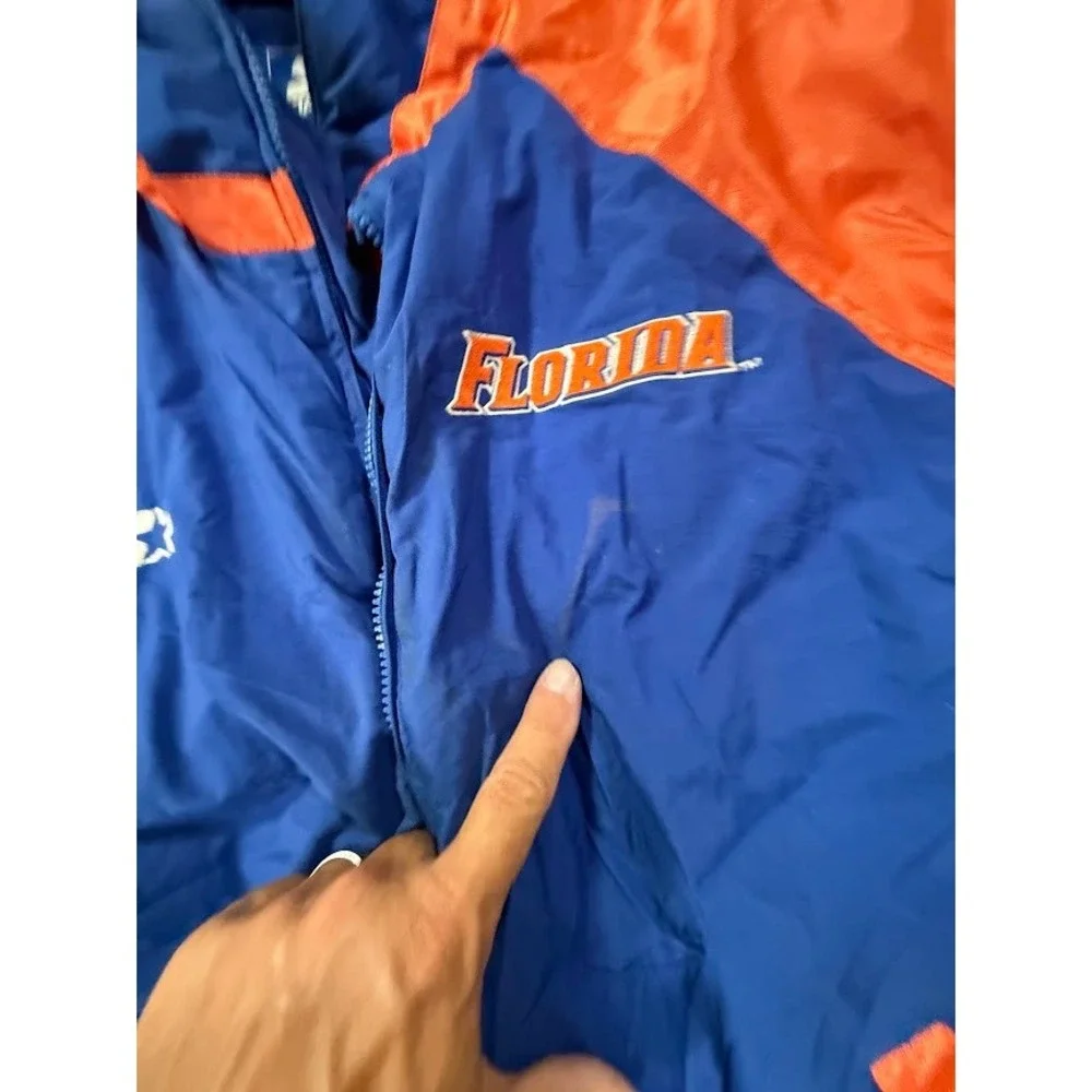 Vintage Starter Florida‎ Gators Puffer Jacket Blue Orange Mens XL NO ZIPPER